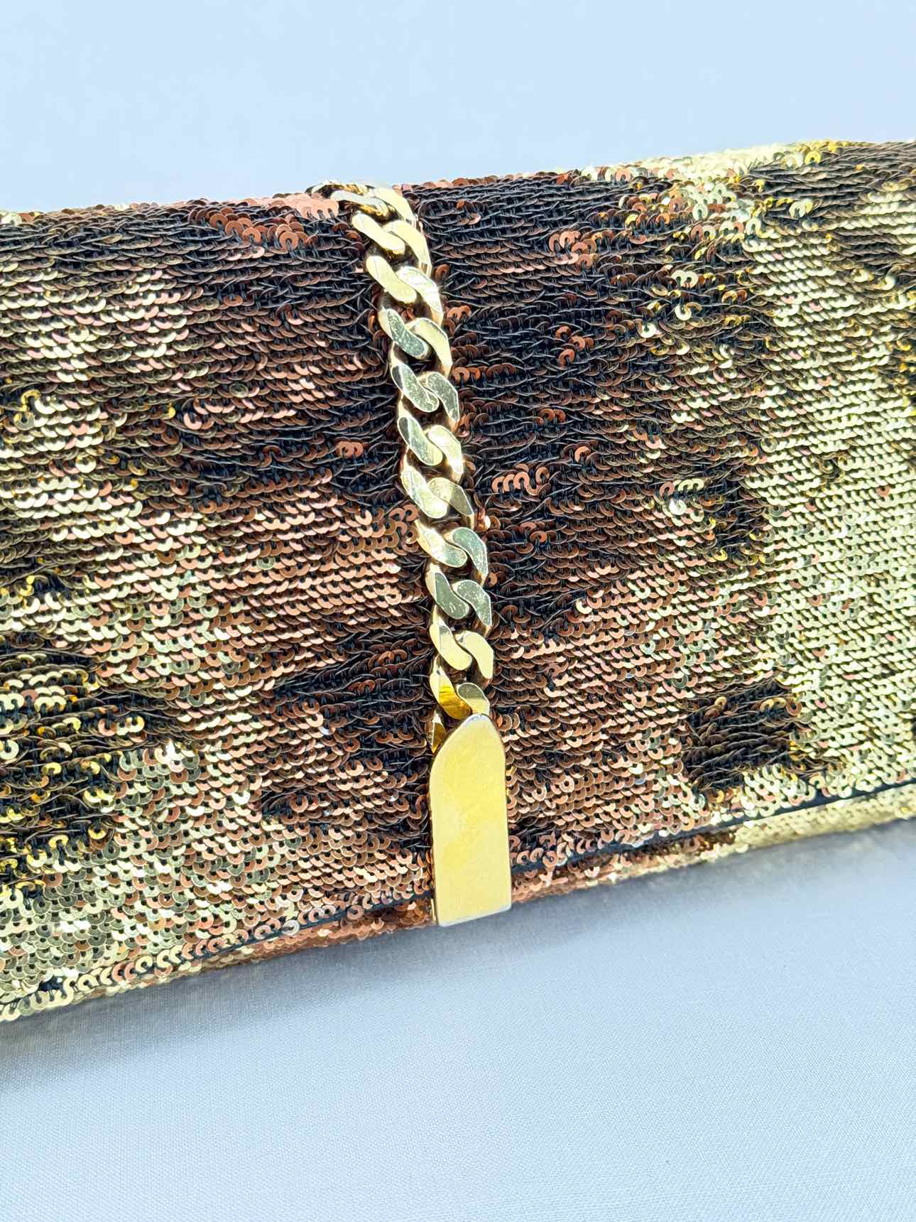 CHRISTIAN LOUBOUTIN Catalina Gold & Brown Clutch