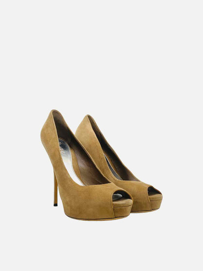 GUCCI Peep Toe Brown Pumps