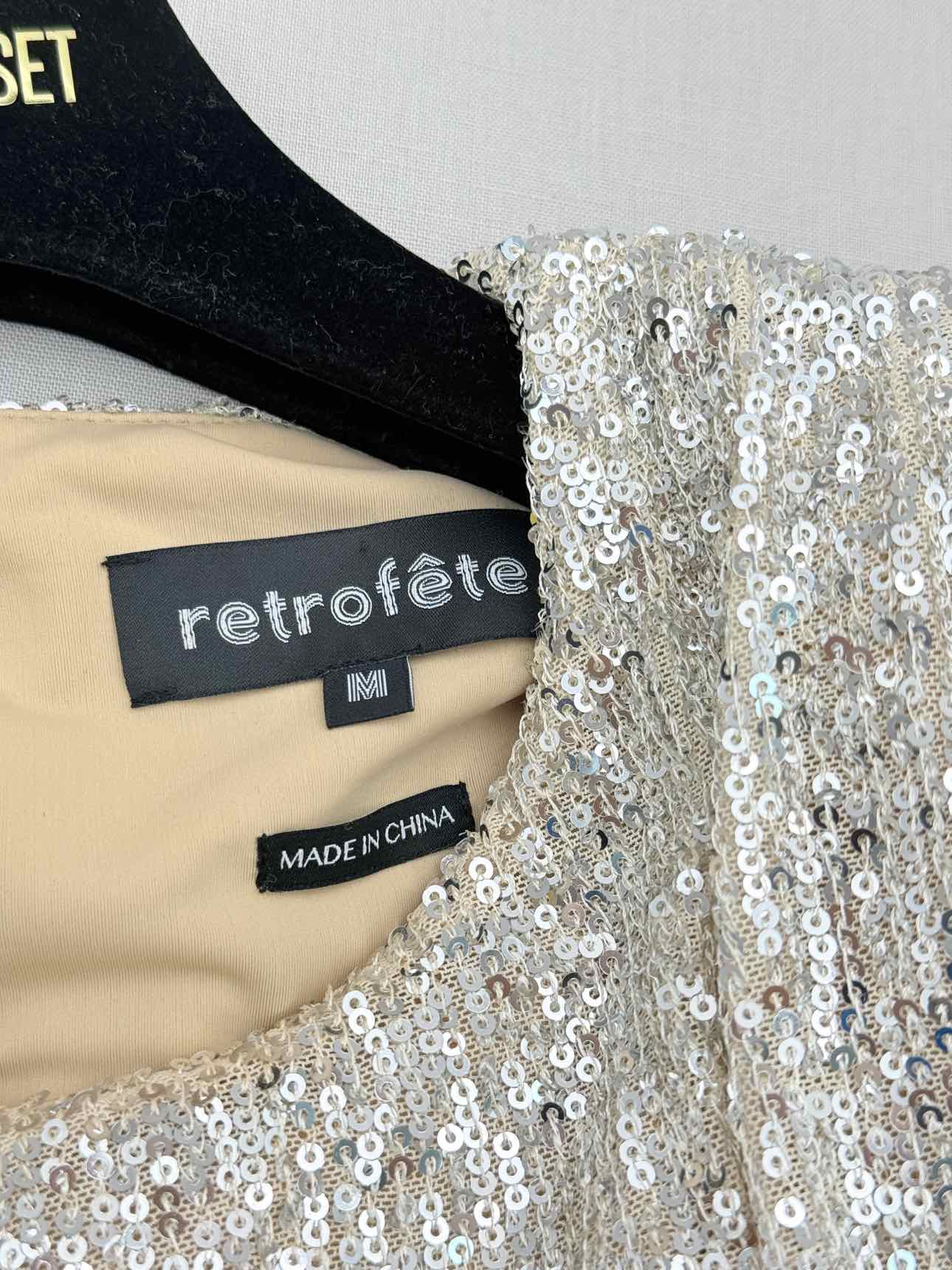 RETROFETE Flynn Silver Sequin Size Medium Short Dress