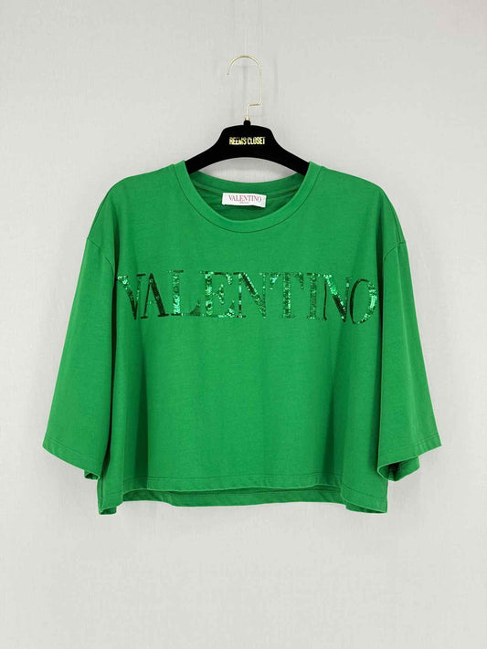 VALENTINO Green Logo Print Size Small T-shirt