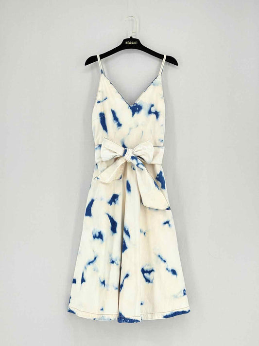MSGM White & Blue Tie-dye Size US 8 Knee Length Dress