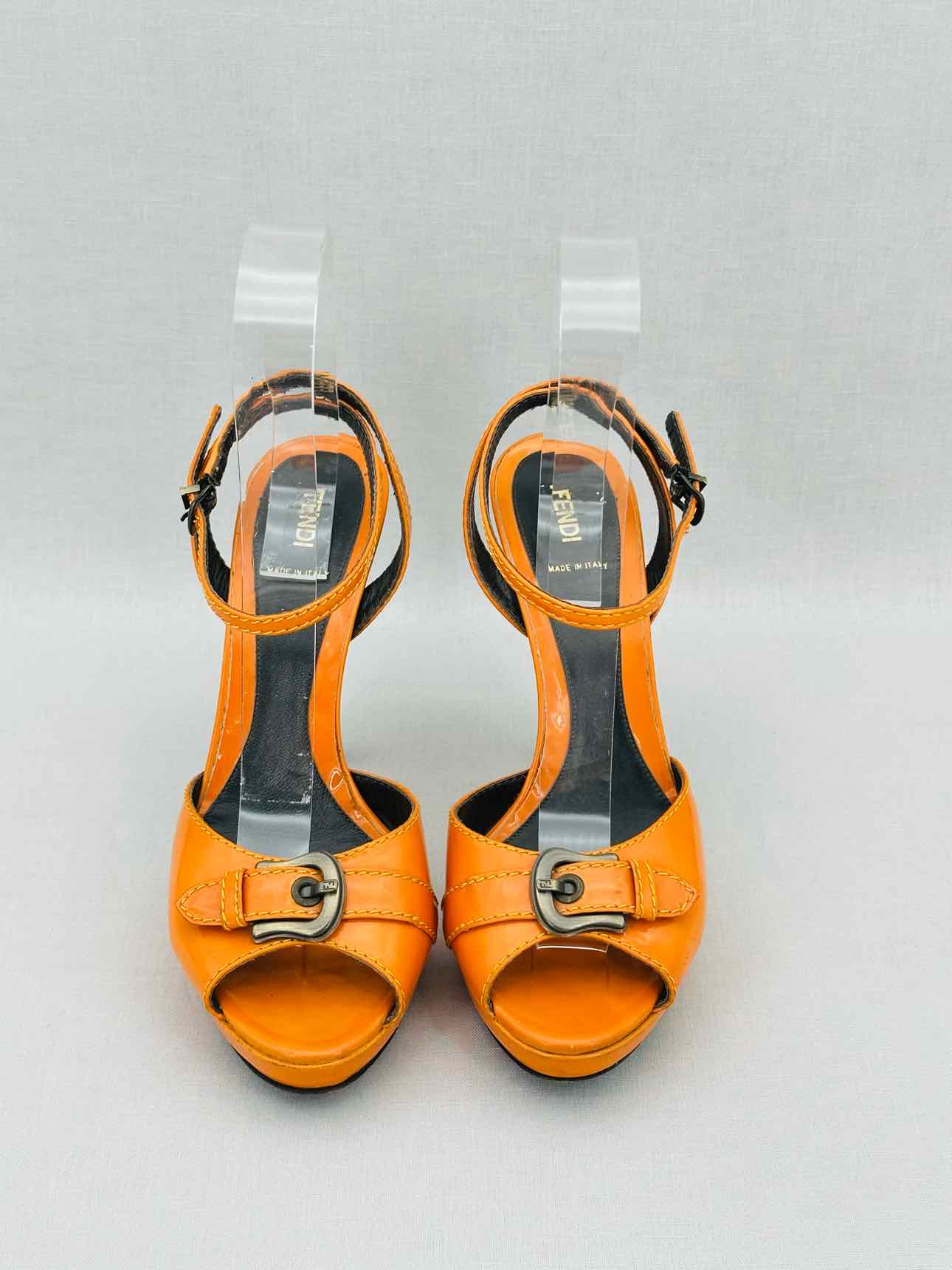 FENDI Ankle Strap Orange Size EU 40 Heeled Sandals