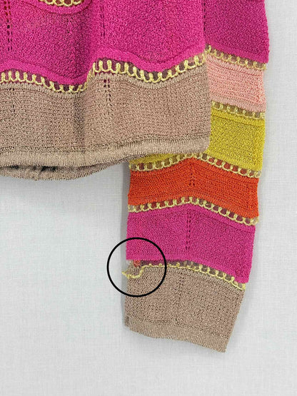 M MISSONI Pink Multicolor Chevron Size US 4 Cardigan