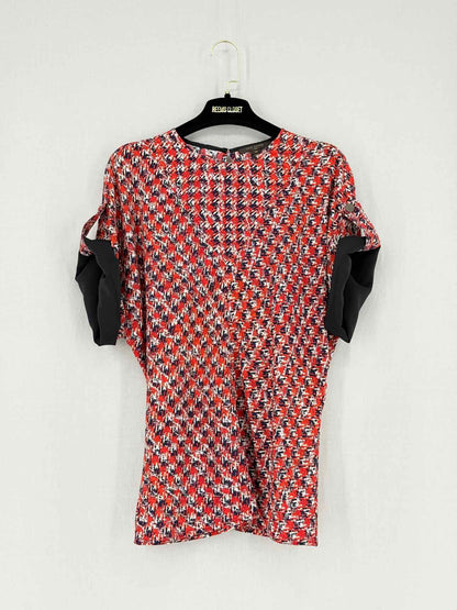 LOUIS VUITTON Red Multicolor Printed Size US 2 Blouse