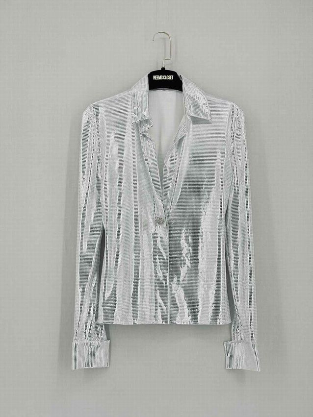 MACH & MACH Metallic Silver Embossed Size US 6 Jacket