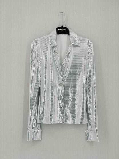 MACH & MACH Metallic Silver Embossed Size US 6 Jacket