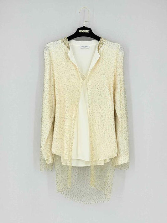 FRANK NAMANI Cream & Gold Size US 4 2 PC Top