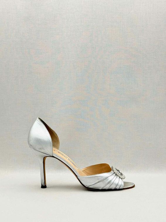 MANOLO BLAHNIK Silver Size EU 38.5 Heeled Sandals