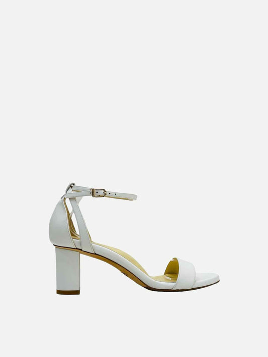 SARAH FLINT Ankle Strap White Heeled Sandals