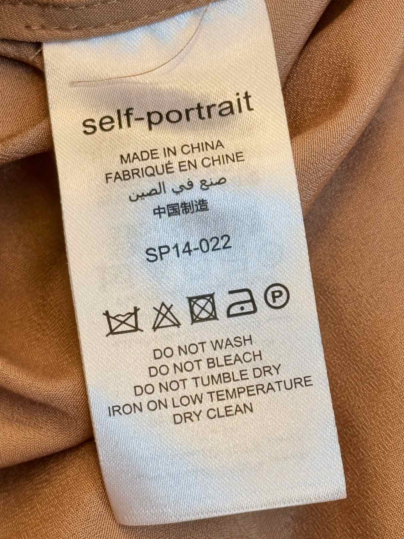 SELF-PORTRAIT Dusky Pink & Brown Size US 0 Midi Dress