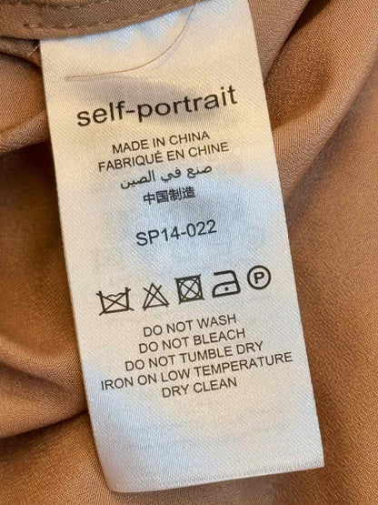 SELF-PORTRAIT Dusky Pink & Brown Size US 0 Midi Dress