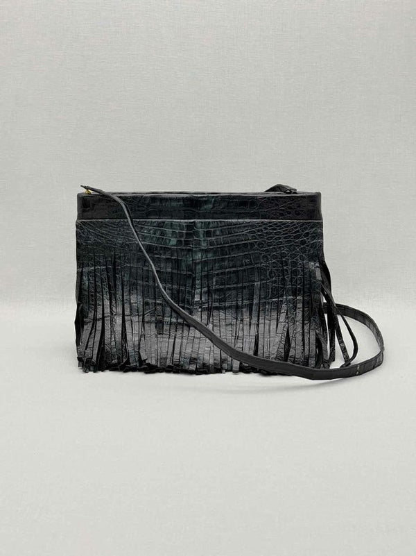 NANCY GONZALEZ Fringe Trim Black Crossbody