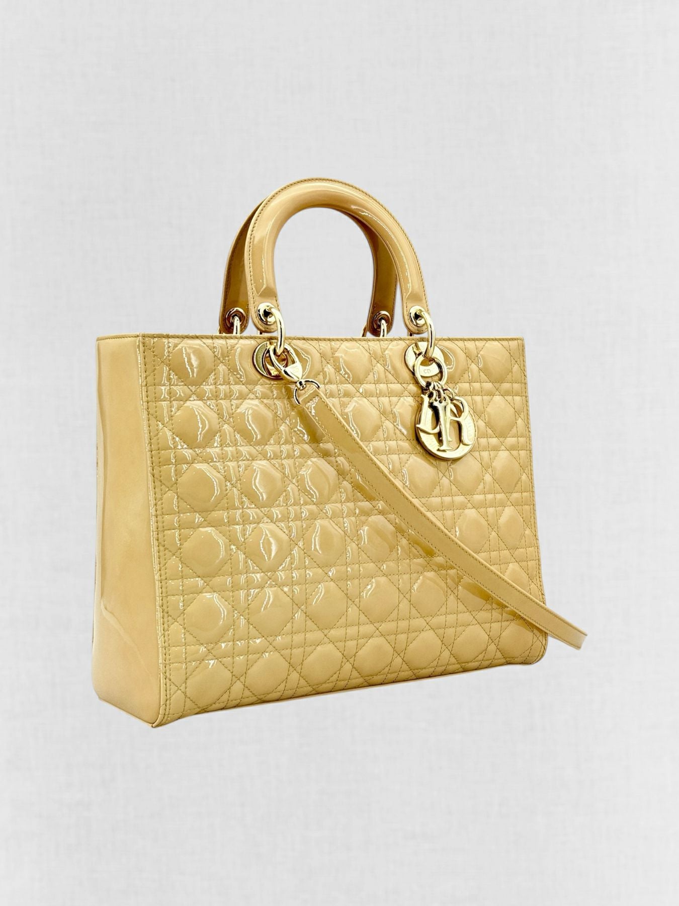 DIOR Lady Dior Beige Cannage Top Handle