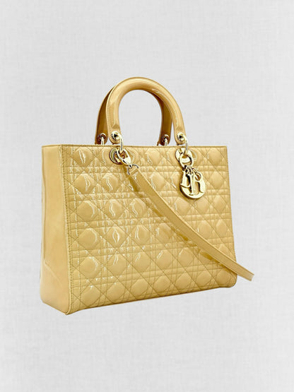 DIOR Lady Dior Beige Cannage Top Handle