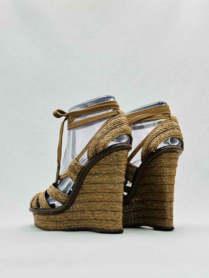 BOTTEGA VENETA Raffia Beige Size EU 38 Wedges