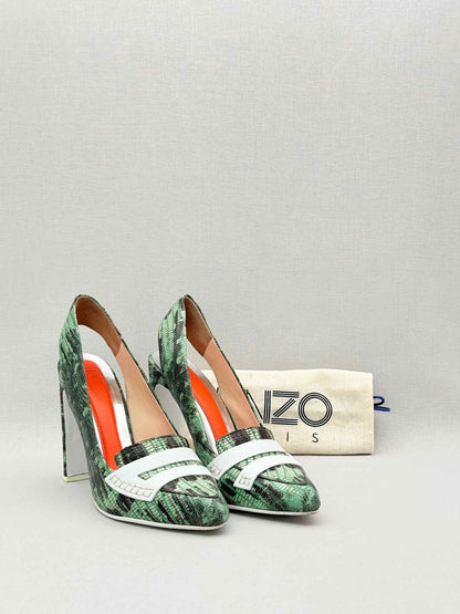 KENZO Green & Black Textured Size EU 39 Pumps