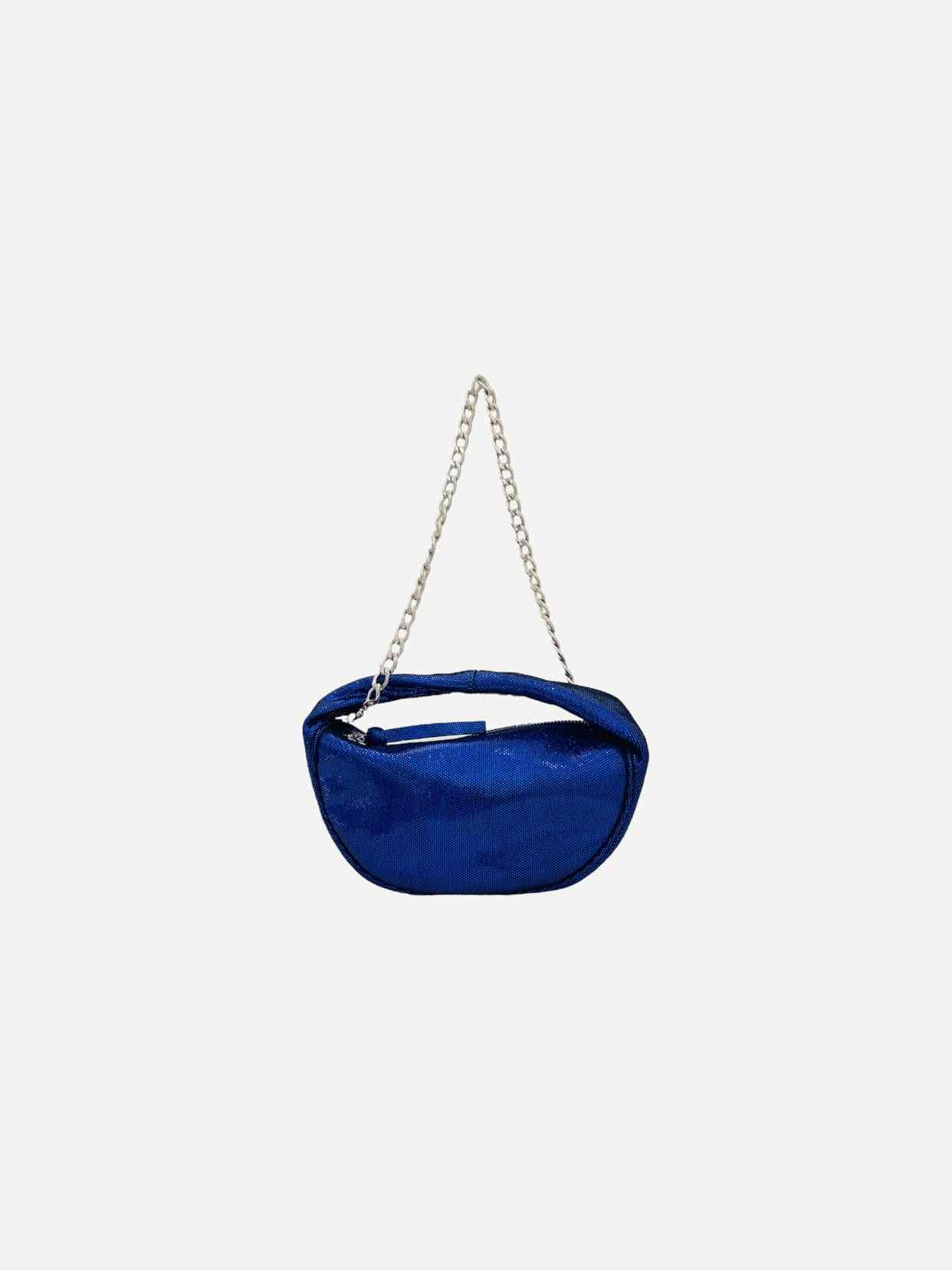 BY FAR Baby Cush Royal Blue Foil Print Shoulder Bag