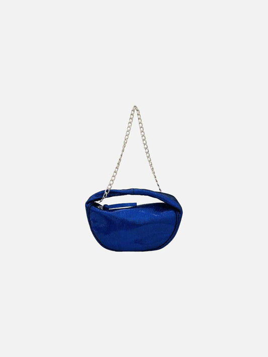 BY FAR Baby Cush Royal Blue Foil Print Shoulder Bag