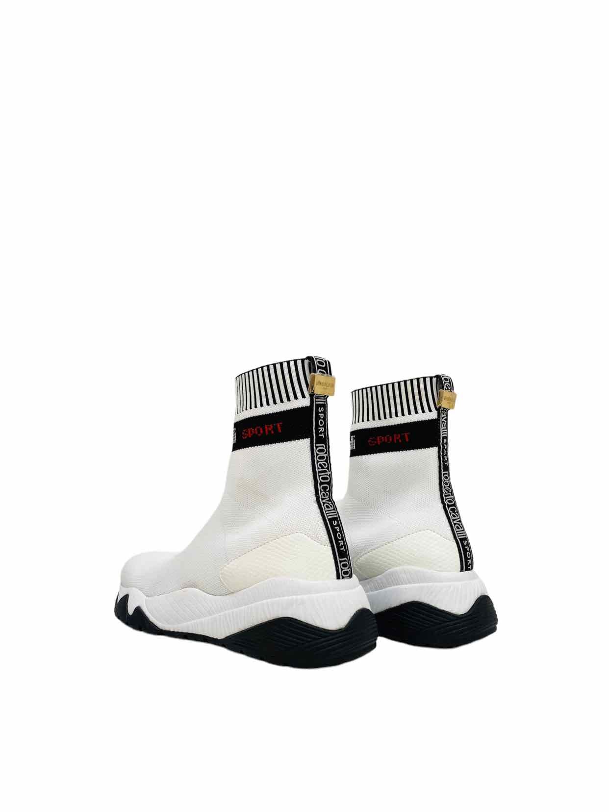 ROBERTO CAVALLI White w/ Black Sneaker Boots