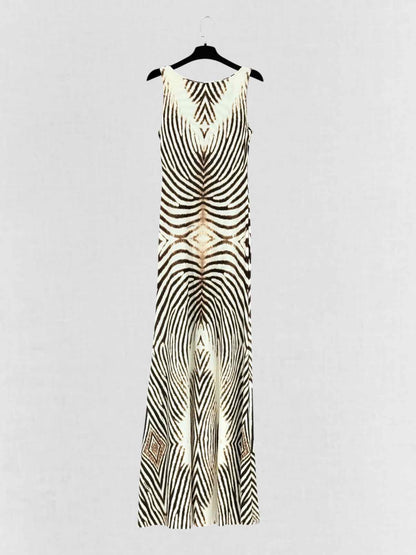 ROBERTO CAVALLI Beige & Brown Size US 8 Long Dress