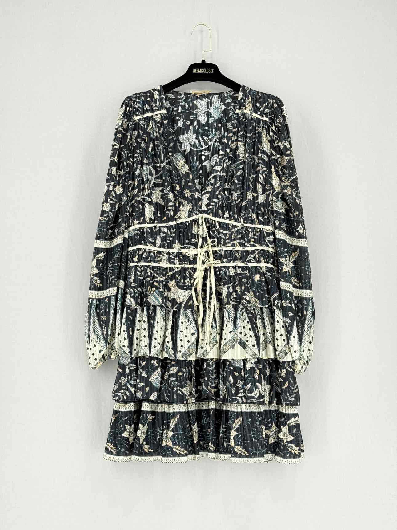 ULLA JOHNSON Black Multicolor Size US 10 Short Dress