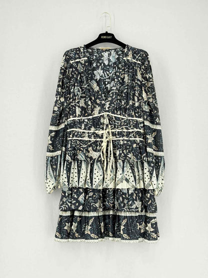 ULLA JOHNSON Black Multicolor Size US 10 Short Dress