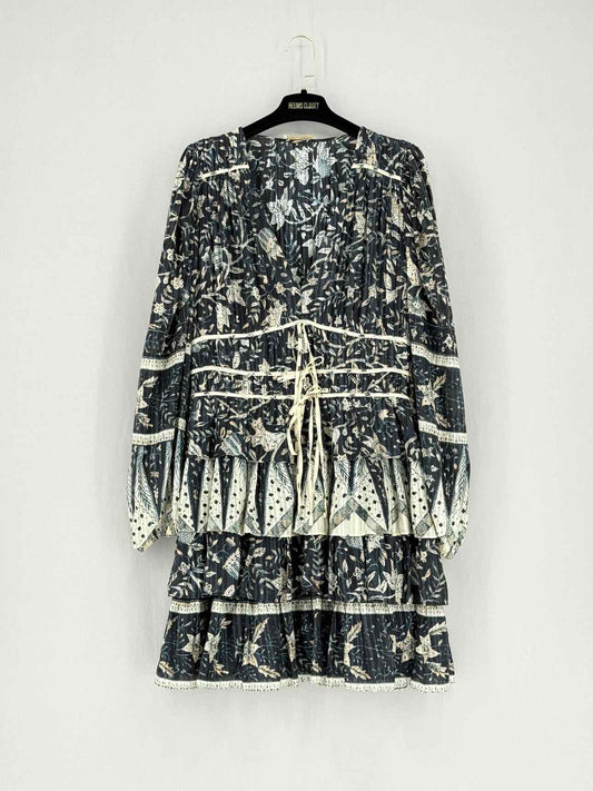 ULLA JOHNSON Black Multicolor Size US 10 Short Dress
