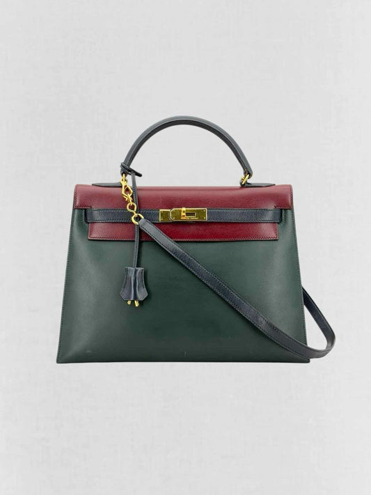 HERMES Vert Fonce, Rouge H, Blue Marine Top Handle