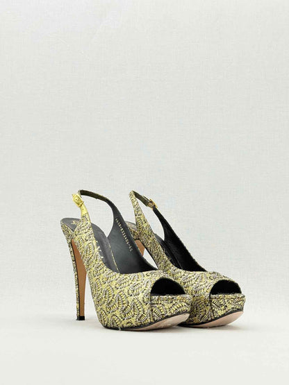 GINA Gold & Black Embroidered Size EU 39.5 Pumps