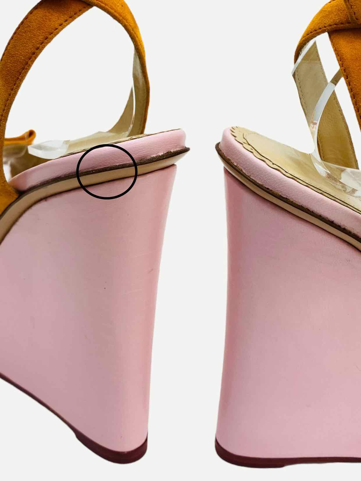 CHARLOTTE OLYMPIA Ankle Strap Orange & Pink Wedges 36