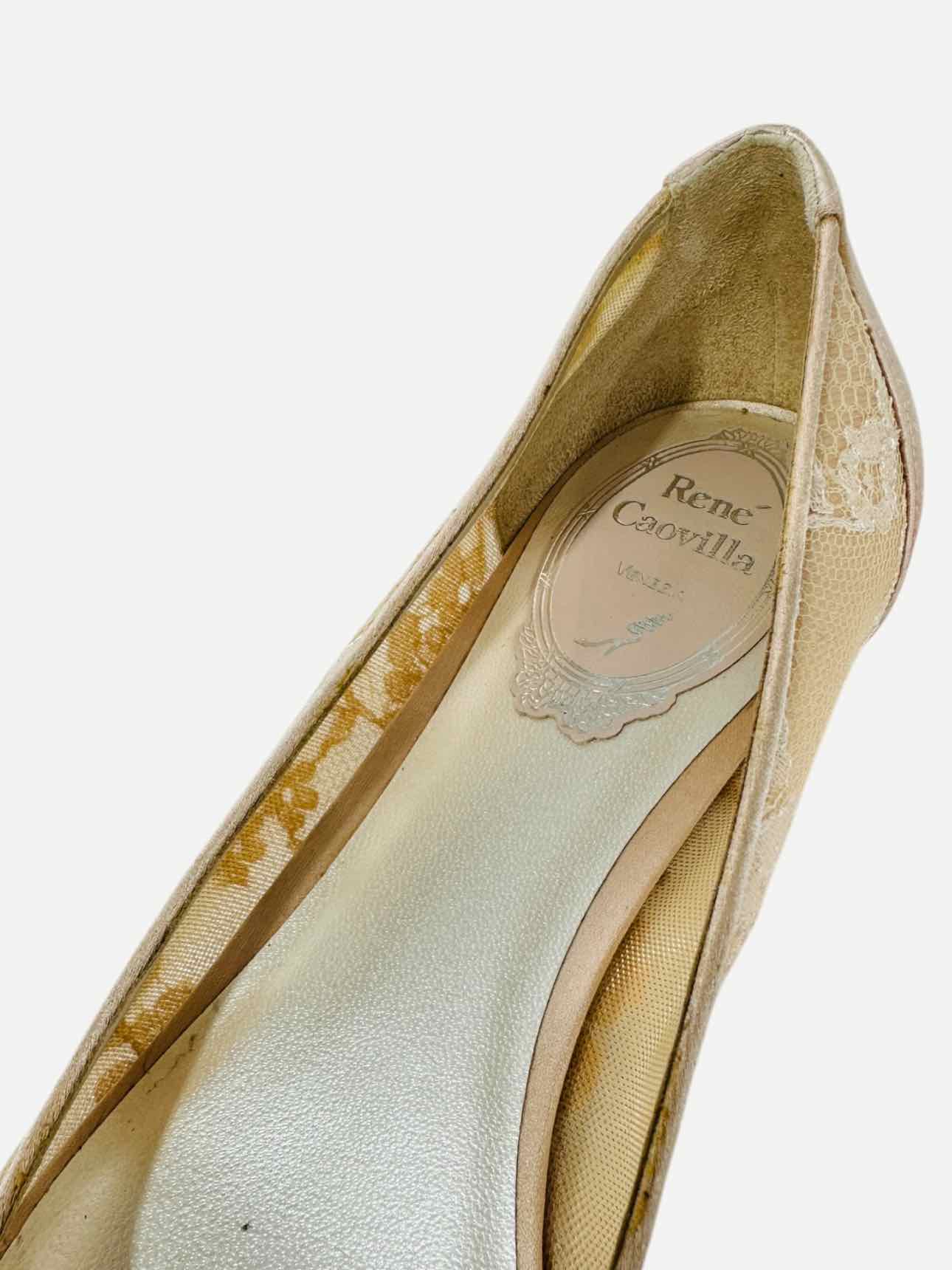RENE CAOVILLA Lace Nude Size EU 36 Flats