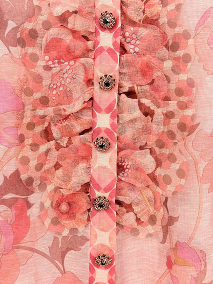 ZIMMERMANN Concert Pink Floral Size Medium Blouse