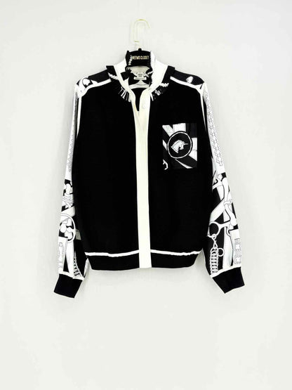 HERMES Black & White Printed Size US 4 Cardigan
