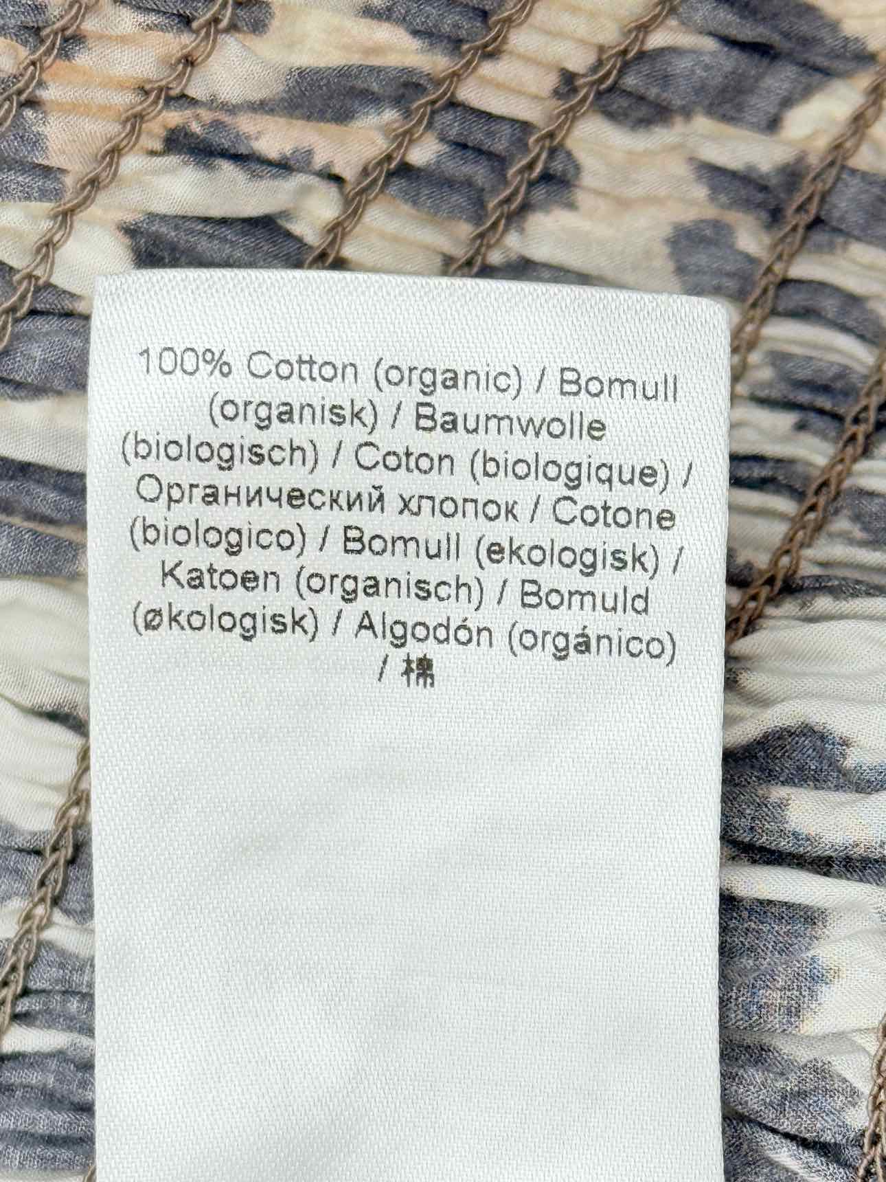 GANNI Smocked Black & Beige Size US 2 Midi Skirt