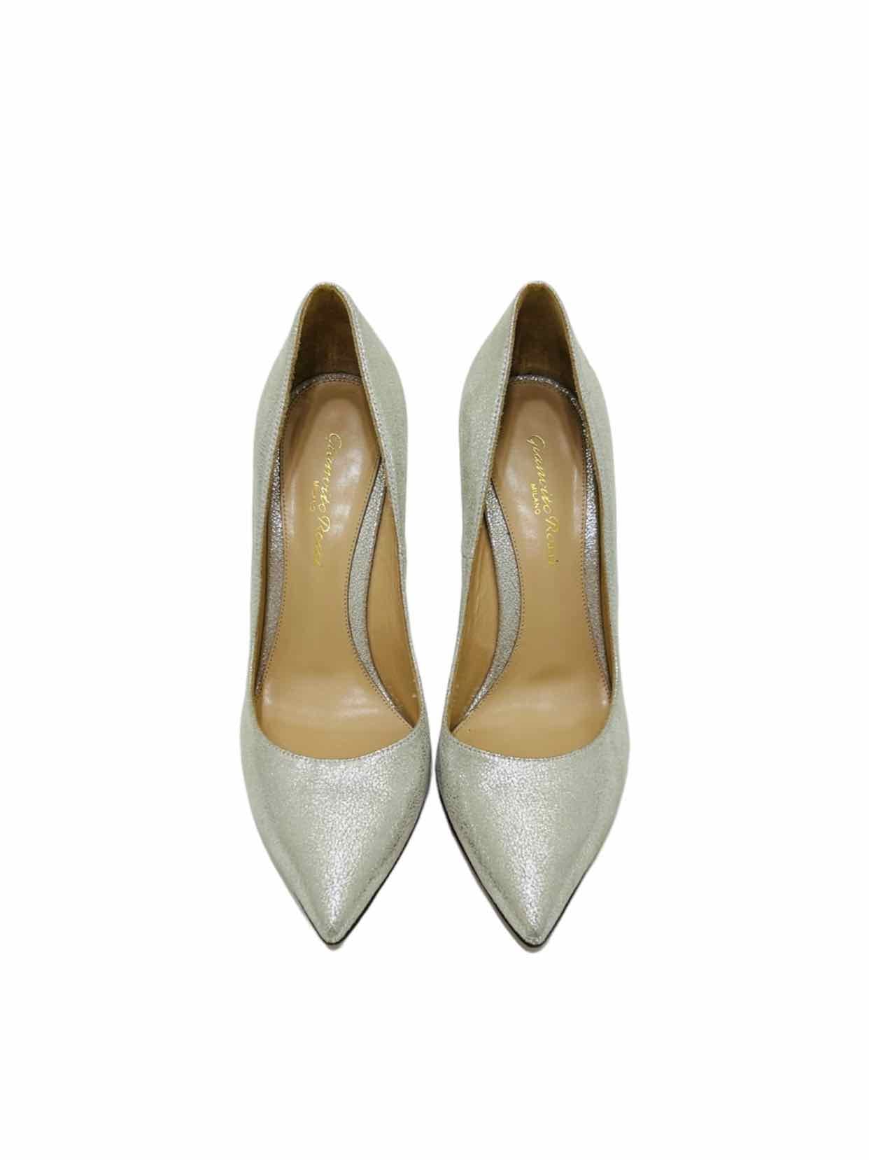 GIANVITO ROSSI Metallic Silver Pumps