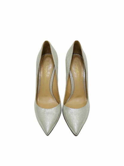 GIANVITO ROSSI Metallic Silver Pumps