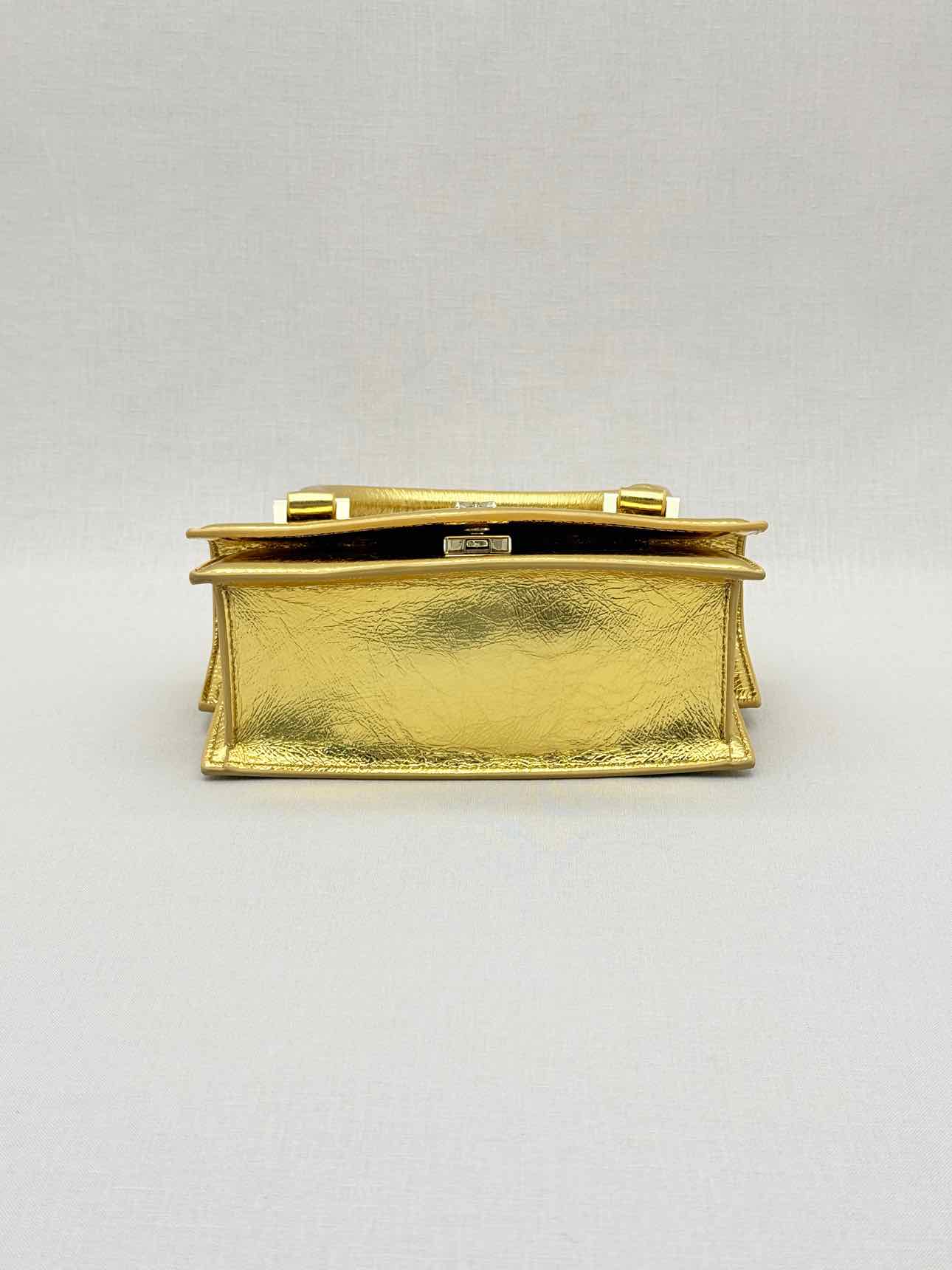 PATRIZIA PEPE Fly Bamby Metallic Gold Top Handle