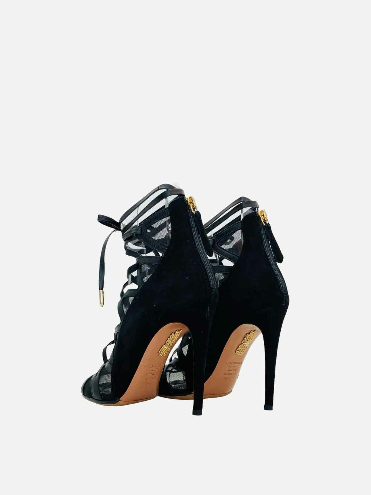 AQUAZZURA Lace Up Black Size EU 35.5 Heeled Sandals