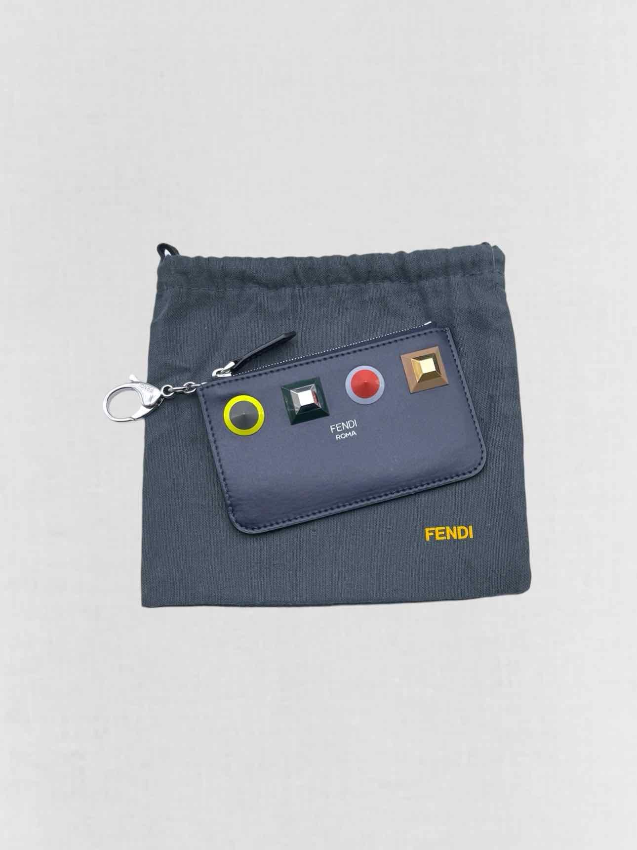 FENDI Vitello Liberty Blue Coin Wallet