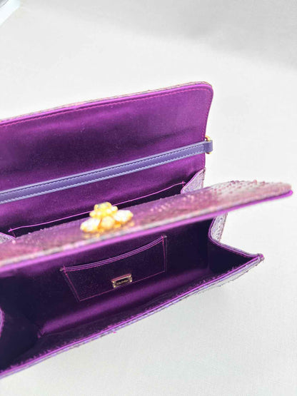 DOLCE & GABBANA Crystal Embellished Plum Shoulder Bag