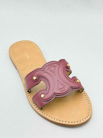 CELINE Triomphe Burgundy Size EU 38 Sandals