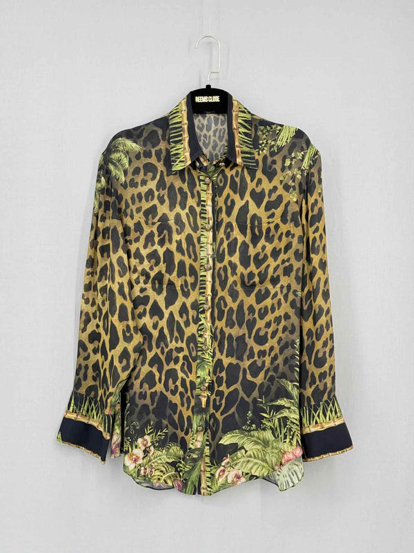 BALMAIN Brown & Yellow Leopard Print Size US 0 Shirt