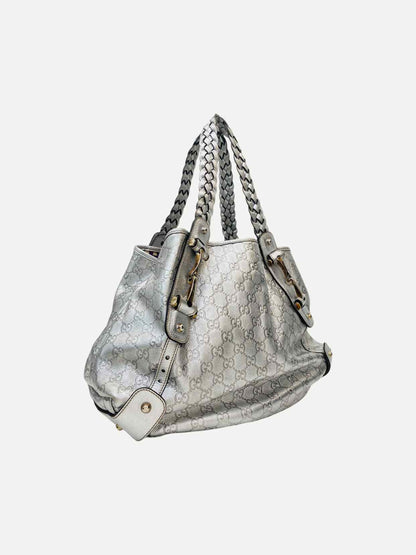 GUCCI Horsebit Silver Guccissima Shoulder Bag