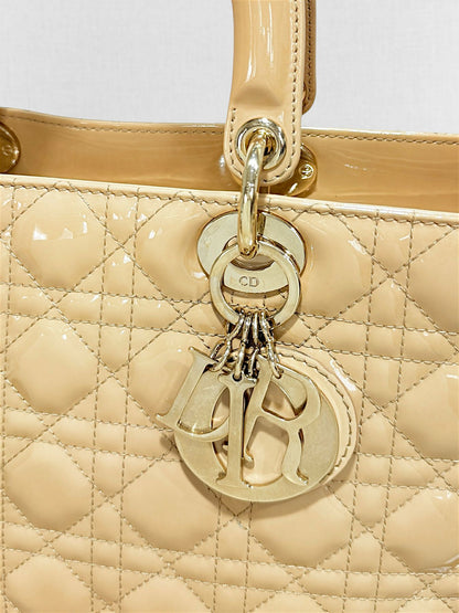 DIOR Lady Dior Beige Cannage Top Handle