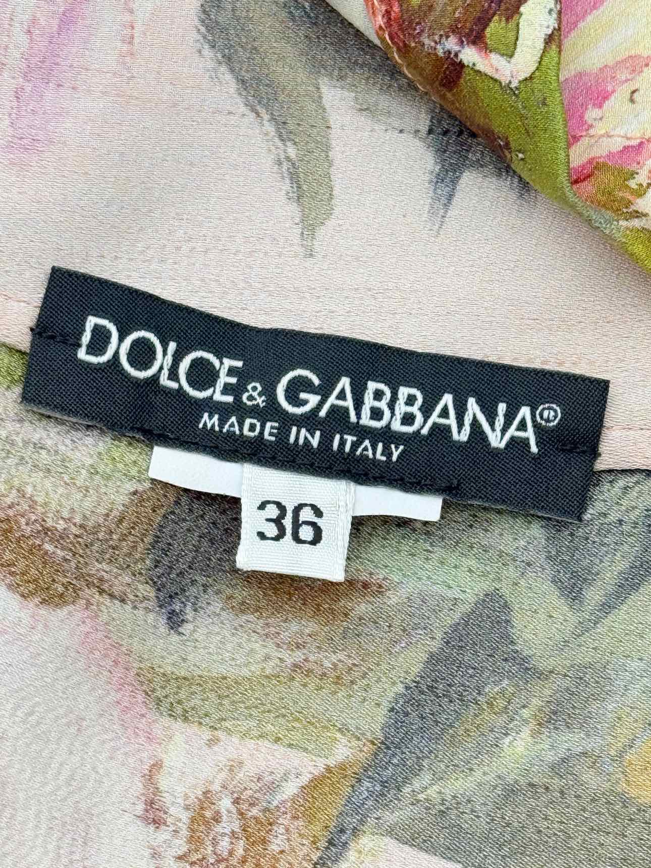 DOLCE & GABBANA Pink Multicolor Floral Size US 0 Blouse