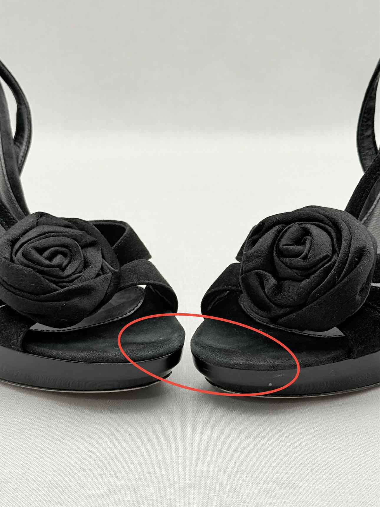 GIANVITO ROSSI Black Rose Size EU 37.5 Slingbacks