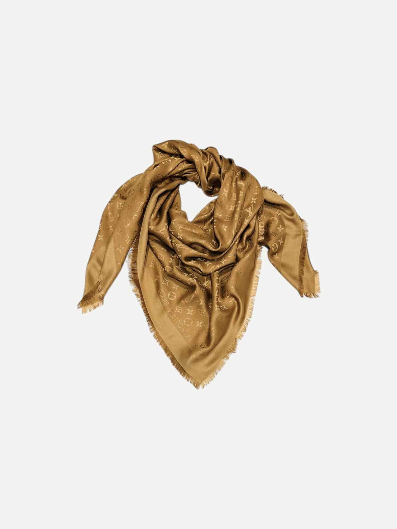 LOUIS VUITTON Classic Jacquard Caramel Monogram Shawl