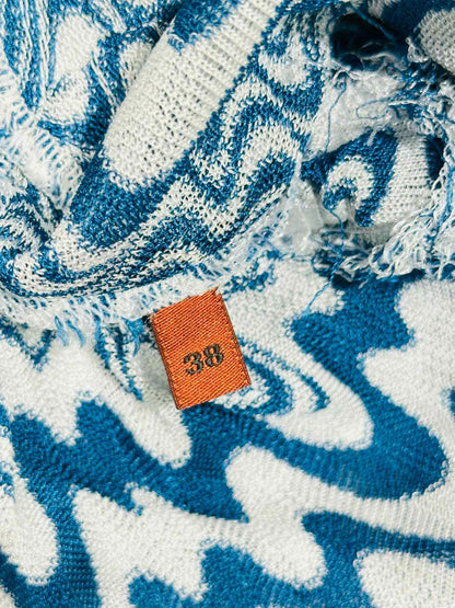 MISSONI Tie Waist Blue & White Size US 2 Short Dress