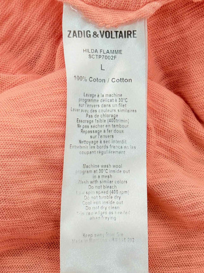 ZADIG & VOLTAIRE Hilda Flamme Peach Size Large Top