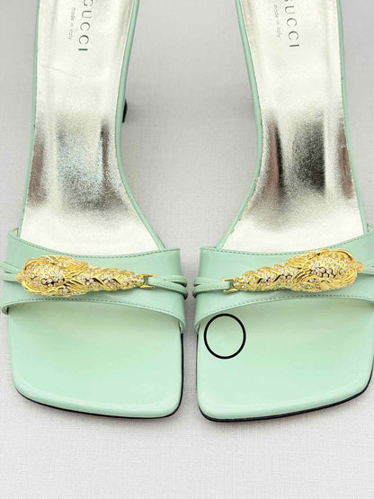 GUCCI Dora Green Size EU 38.5 Heeled Sandals